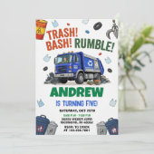 Pesonal Dump Everything Trash Truck Birthday party 招待状 (スタンド正面)