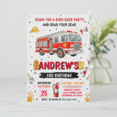 Pesonal FireFigher truck Birthday Party  招待状 (スタンド正面)