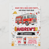 Pesonal FireFigher truck Birthday Party  招待状 (正面/裏面)