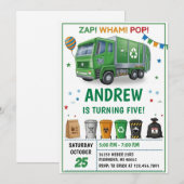 Pesonal Garbage Dump Truck Birthday party 招待状 (正面/裏面)