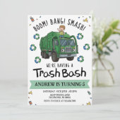 Pesonal Garbage Trash Truck Birthday for kids 招待状 (スタンド正面)