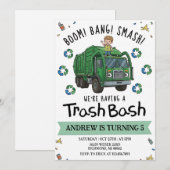 Pesonal Garbage Trash Truck Birthday for kids 招待状 (正面/裏面)