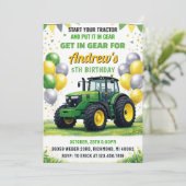 Pesonal Green Tractor Birthday Party 招待状 (スタンド正面)