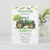 Pesonal Green Tractor Farm Birthday 招待状 (スタンド正面)