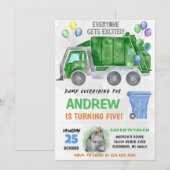 Pesonal Kids Dump Trucks Birthday Bash 招待状 (正面/裏面)