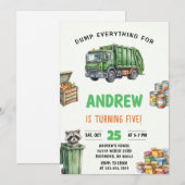 Pesonal Kids Garbage Truck Birthday Bash 招待状 (正面/裏面)