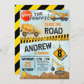 Pesonal Modern Construction Birthday Extravaganza 招待状 (正面/裏面)