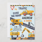 Pesonal Modern Construction Birthday With Photo 招待状 (正面)