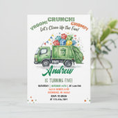 Pesonal Modern Dump Trucks Birthday for kids 招待状 (スタンド正面)