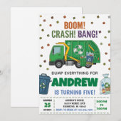 Pesonal Modern Dump Trucks Birthday party 招待状 (正面/裏面)