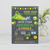 Pesonal Modern Tractor Water Slide Birthday 招待状 (スタンド正面)