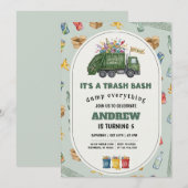 Pesonal Recycle Trash Garbage Truck Birthday 招待状 (正面/裏面)