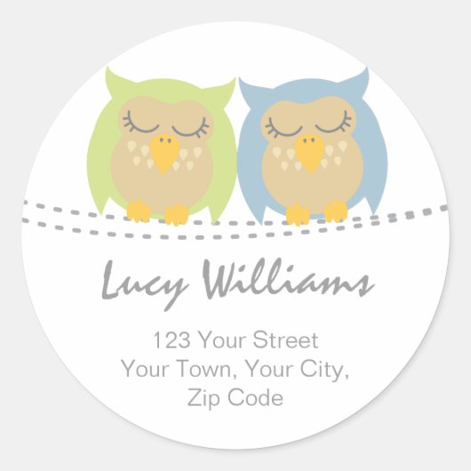 Pessonized Owl Addressスタンプ ラウンドシール (正面)