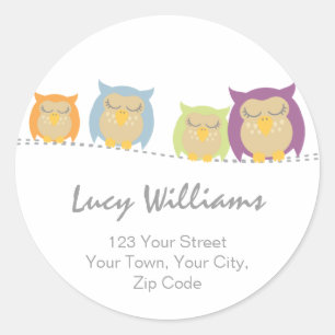 Pessonized Owl Addressスタンプ ラウンドシール