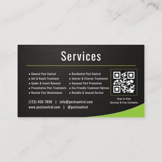 Pest Control Service QR Code Metallic 名刺 (裏面)