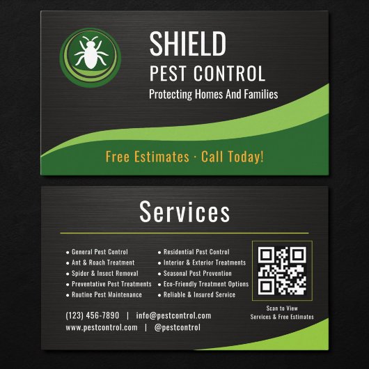 Pest Control Service QR Code Metallic 名刺