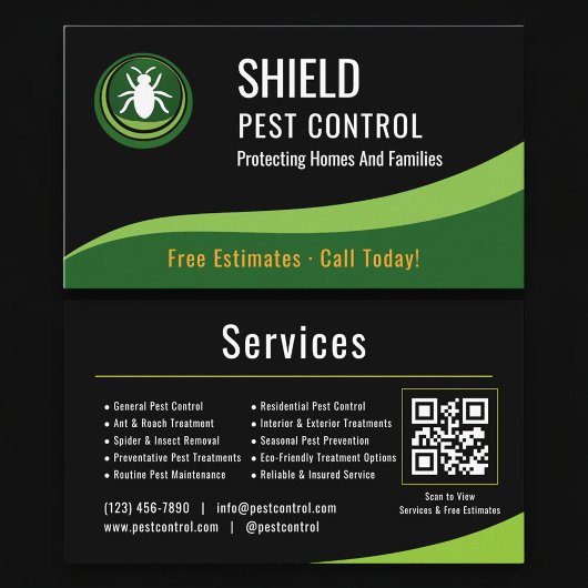 Pest Control Service QR Code Professional 名刺