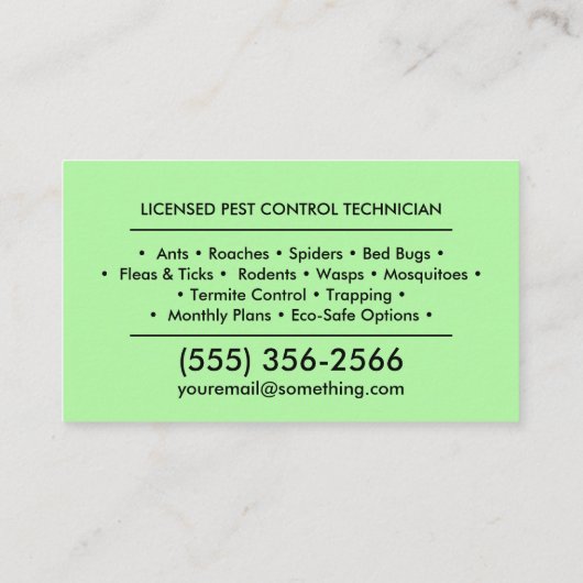 Pest Control Services - Exterminator 名刺 (裏面)