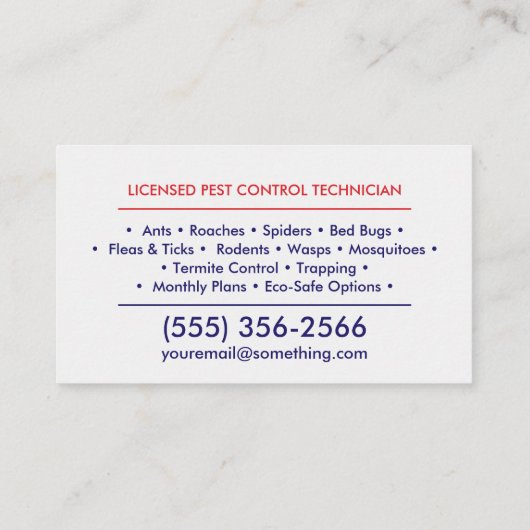 Pest Control Services - Exterminator 名刺 (裏面)