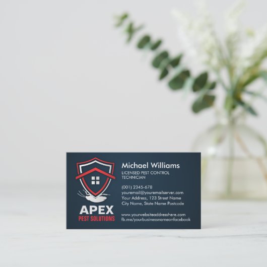 Pest Control Services - Exterminator Business Card 名刺 (スタンド正面)