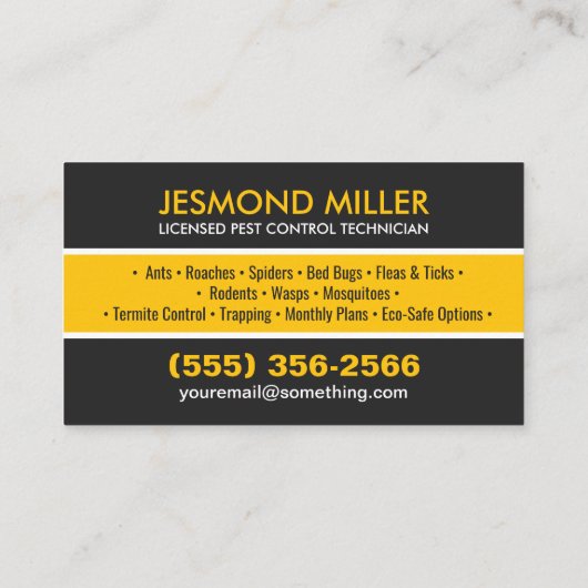 Pest Control Services - Exterminator Business Card 名刺 (裏面)