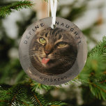 Petおもしろいがクリスマスいけなの写真ガラスを定義 ガラスオーナメント<br><div class="desc">ペットおもしろいフォトクリスマスガラスオーナメント。デザインの特徴、あなたの犬や猫の写真、オーバリー、文字いけな'DEFINE'とペットの名前。素晴らしい記念ギフトを作る。</div>