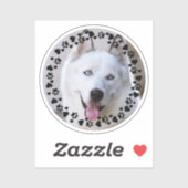 PETカスタマイズフォトドッグの足跡をハートフレーム シール (シート)