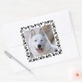 PETカスタマイズフォトドッグの足跡をハートフレーム スクエアシール (封筒)