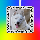 PETカスタマイズフォトドッグの足跡をハートフレーム メタルオーナメント