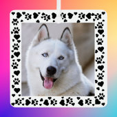 PETカスタマイズフォトドッグの足跡をハートフレーム メタルオーナメント