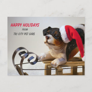 PETケアビジネス犬のスレッドのクリスマス ポストカード