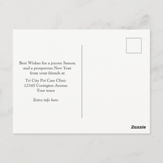 PETケアビジネス犬のスレッドのクリスマス ポストカード (裏面)