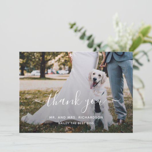 Petモダンの写パーソナライズされた真の結婚脚本 サンキューカード (スタンド正面)