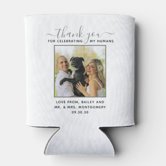 Petモダンの写パーソナライズされた真の結婚脚本 缶クーラー (裏面)