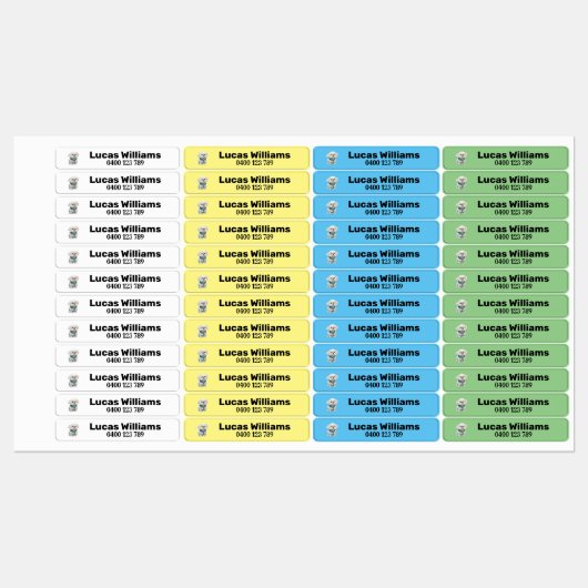 Pet1a名パーソナライズされた&電話番号アイロン ラベル (シート)
