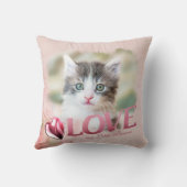 Pet 1+1フォトキープサク、ピンクフレーム、ハート&ラブ –  クッション (裏面)