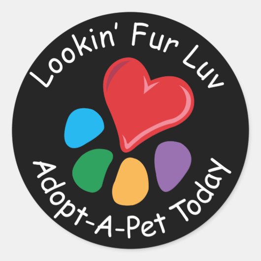 Pet Adoption_ハート-Paw_Lookin'ファーLove ラウンドシール (正面)