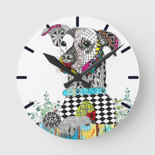 Pet Adoption Awareness and Rescue Clock ラウンド壁時計 (正面)