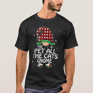 Pet All The Cats Gnome Buffalo Red Plaid Matching  Tシャツ