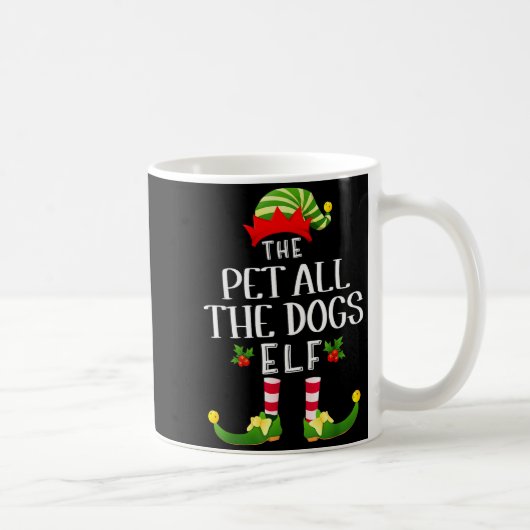 Pet All The Dogs Christmas Elf Matching Pajama X-m コーヒーマグカップ (右)