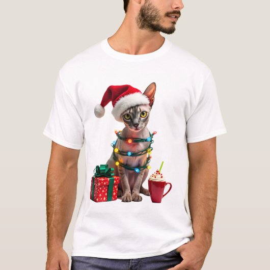 Pet Animal Lovers Cute Sphynx cat Reindeer Antlers Tシャツ (正面)