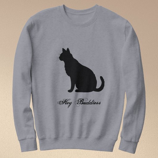 Pet Black Cat Lovers Funny Quote Customized Grey スウェットシャツ