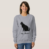 Pet Black Cat Lovers Funny Quote Customized Grey スウェットシャツ (正面フル)