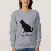 Pet Black Cat Lovers Funny Quote Customized Grey スウェットシャツ (正面)