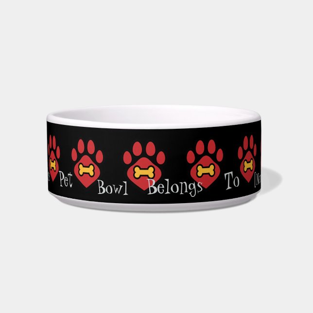 Pet Bowl Medium Animal Paw ボウル (正面)