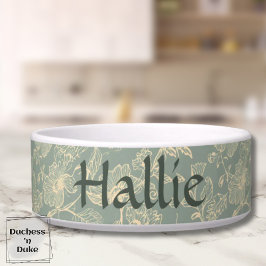 Pet Bowl - Sage Green Botanical, Personalized  ボウル