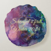 Pet bunny photo - acrylic paint ラウンドクッション (裏面)