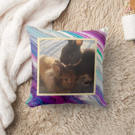 Pet bunny photo - colourful  クッション (ブランケット)