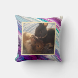 Pet bunny photo - colourful  クッション