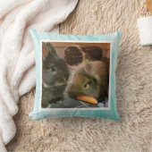 Pet bunny photo -light green クッション (ブランケット)